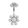 Bauchnabelpiercing Blume Zirkonia Silber Innengewinde