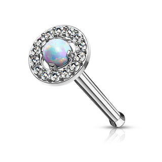 Nose Stud Zirconia Opal Round Silver