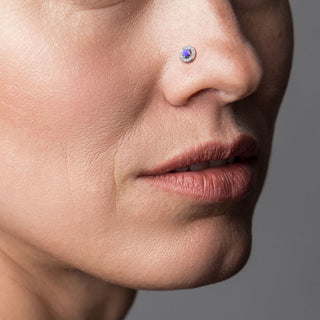 Nose Stud Zirconia Opal Round Silver