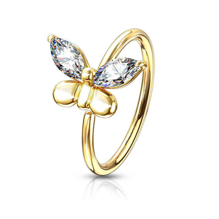 Ring Schmetterling Zirkonia Gold Biegbar