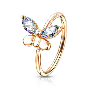 Ring Schmetterling Zirkonia Gold Biegbar