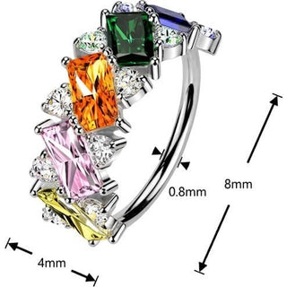 Ring multicolor baguette cut zirconia Bendable