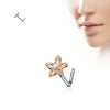 Nose L-Shape Flower Zirconia Opal