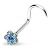 Nose Screw Flower Zirconia Silver