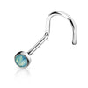 Nose Screw Opal Flat Silver