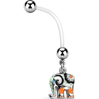 Bauchnabelpiercing Elefant Silber beweglich