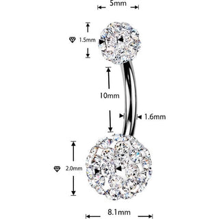 Belly Button Piercing ferido crystal balls