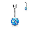 Belly Button Piercing Opal Silver