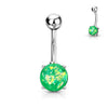 Belly Button Piercing Opal Silver