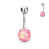 Belly Button Piercing Opal Silver