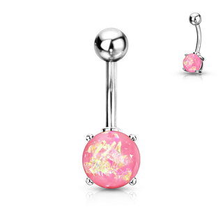 Belly Button Piercing Opal Silver