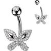Belly Button Piercing pave cubic zirconia outlined butterfly