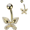 Belly Button Piercing pave cubic zirconia outlined butterfly