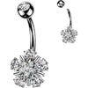 Belly Button Piercing teardrop cubic zirconia flower