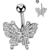 Belly Button Piercing pave marquise cubic zirconia butterfly