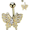 Belly Button Piercing pave marquise cubic zirconia butterfly