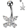 Belly Button Piercing butterfly marquise teardrop cubic zirconia wings
