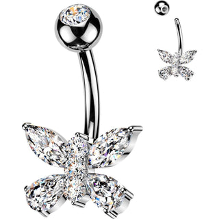 Belly Button Piercing butterfly marquise teardrop cubic zirconia wings