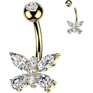 Belly Button Piercing butterfly marquise teardrop cubic zirconia wings