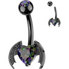 Belly Button Piercing bat wings heart cubic zirconia