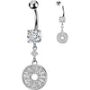 Belly Button Piercing dangle multi baguette cubic zirconia