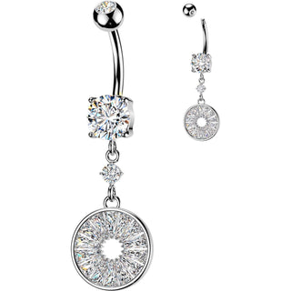 Belly Button Piercing dangle multi baguette cubic zirconia