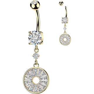 Belly Button Piercing dangle multi baguette cubic zirconia