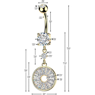 Belly Button Piercing dangle multi baguette cubic zirconia