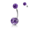 Belly Button Piercing Ball Zirconia Silver Internally Threaded