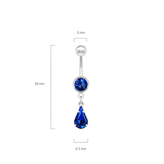 Belly Button Piercing Drop dangle Zirconia Silver