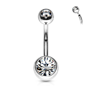 Bauchnabelpiercing Kugel Zirkonia Silber Innengewinde