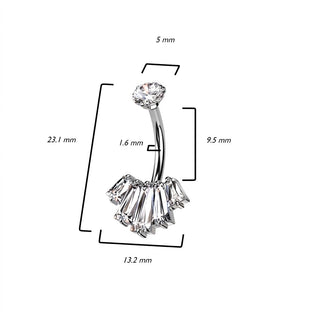 Belly Button Piercing Fan Zirconia Internally Threaded
