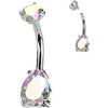 Belly Button Piercing teardrop zirconia round zirconia Internally Threaded