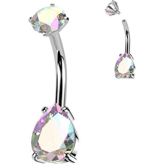 Belly Button Piercing teardrop zirconia round zirconia Internally Threaded