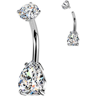 Belly Button Piercing teardrop zirconia round zirconia Internally Threaded