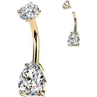 Belly Button Piercing teardrop zirconia round zirconia Internally Threaded