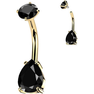 Belly Button Piercing teardrop zirconia round zirconia Internally Threaded