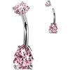 Belly Button Piercing teardrop zirconia round zirconia Internally Threaded