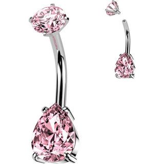 Belly Button Piercing teardrop zirconia round zirconia Internally Threaded