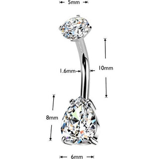 Belly Button Piercing teardrop zirconia round zirconia Internally Threaded