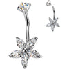 Belly Button Piercing flower zirconia marquise cut Internally Threaded