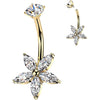 Belly Button Piercing flower zirconia marquise cut Internally Threaded