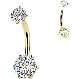 Belly Button Piercing 6 prong setting round cubic zirconia Internally Threaded