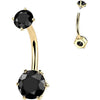 Belly Button Piercing 6 prong setting round cubic zirconia Internally Threaded