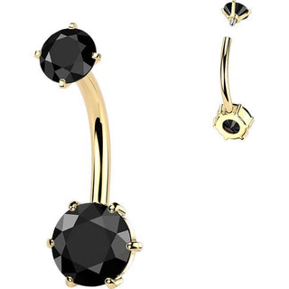 Belly Button Piercing 6 prong setting round cubic zirconia Internally Threaded
