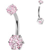 Belly Button Piercing 6 prong setting round cubic zirconia Internally Threaded