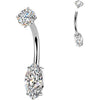 Belly Button Piercing prong set marquise cubic zirconia Internally Threaded