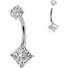 Belly Button Piercing prong set zirconia shape cubic zirconia Internally Threaded