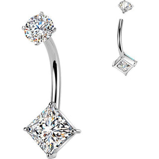 Belly Button Piercing prong set zirconia shape cubic zirconia Internally Threaded