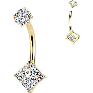 Belly Button Piercing prong set zirconia shape cubic zirconia Internally Threaded